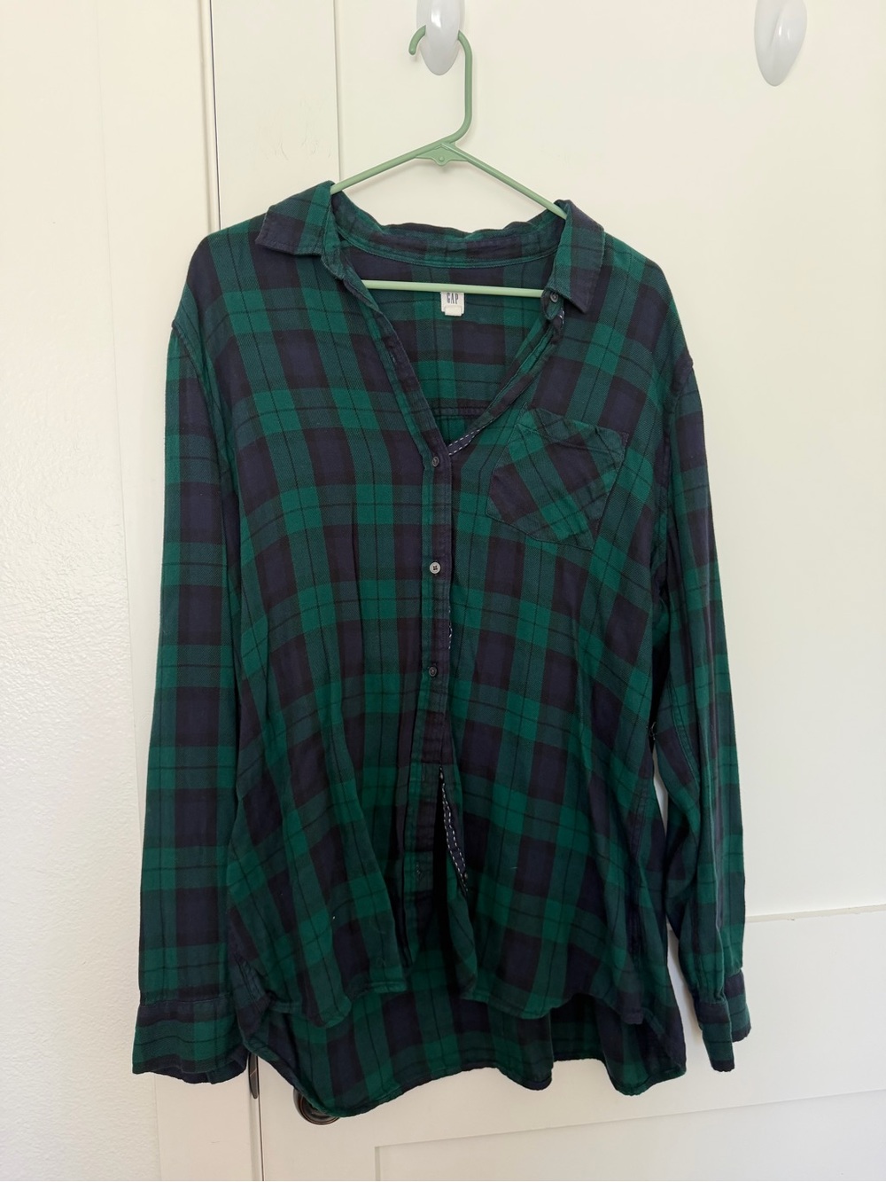 GAP Green and Black Plaid Button-Down Shirt